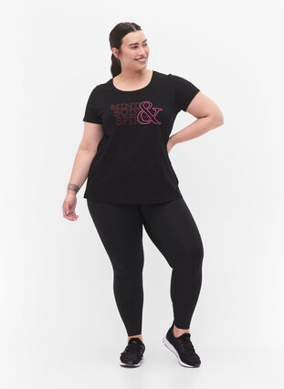 Sports t-shirt with print, Black w. Mind/Body, Model image number 2