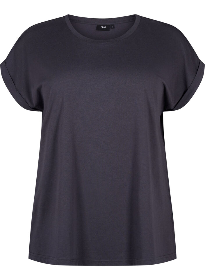 Short-sleeved cotton blend t-shirt, Dark Grey, Packshot image number 0