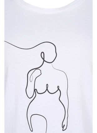 Printed cotton t-shirt, B. White w. Black, Packshot image number 2
