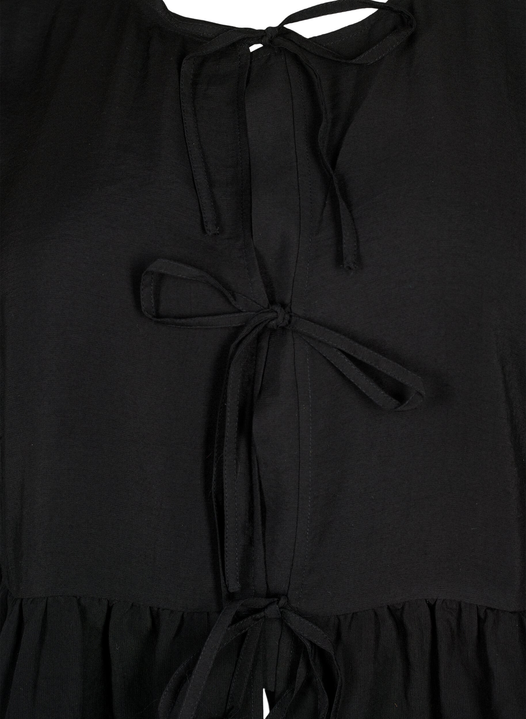 Zizzifashion Viscose blouse with embroidery anglaise, Black, Packshot image number 2