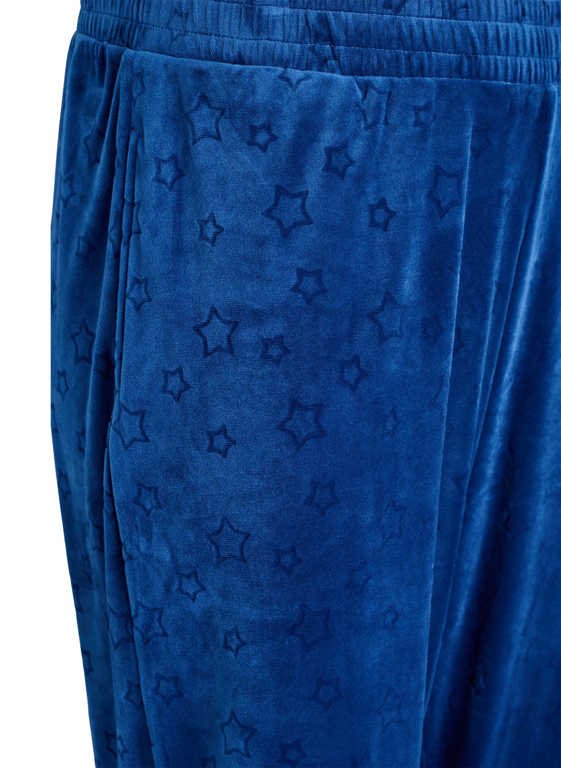 Zizzifashion Velour trousers with embossed pattern, Blue, Packshot image number 2