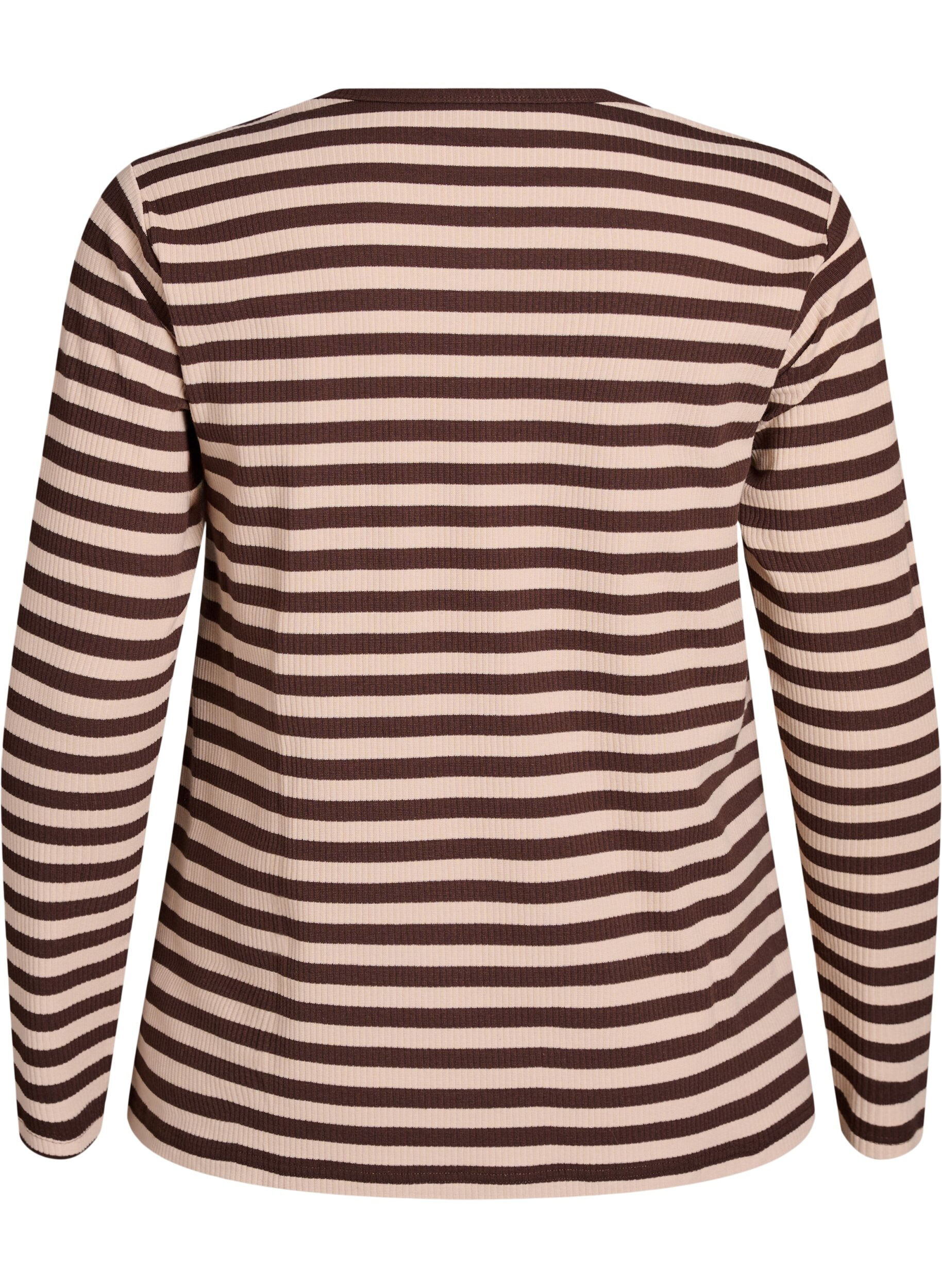 ZizzifashionStriped blouse with long sleeves, Brown, Packshot image number 1