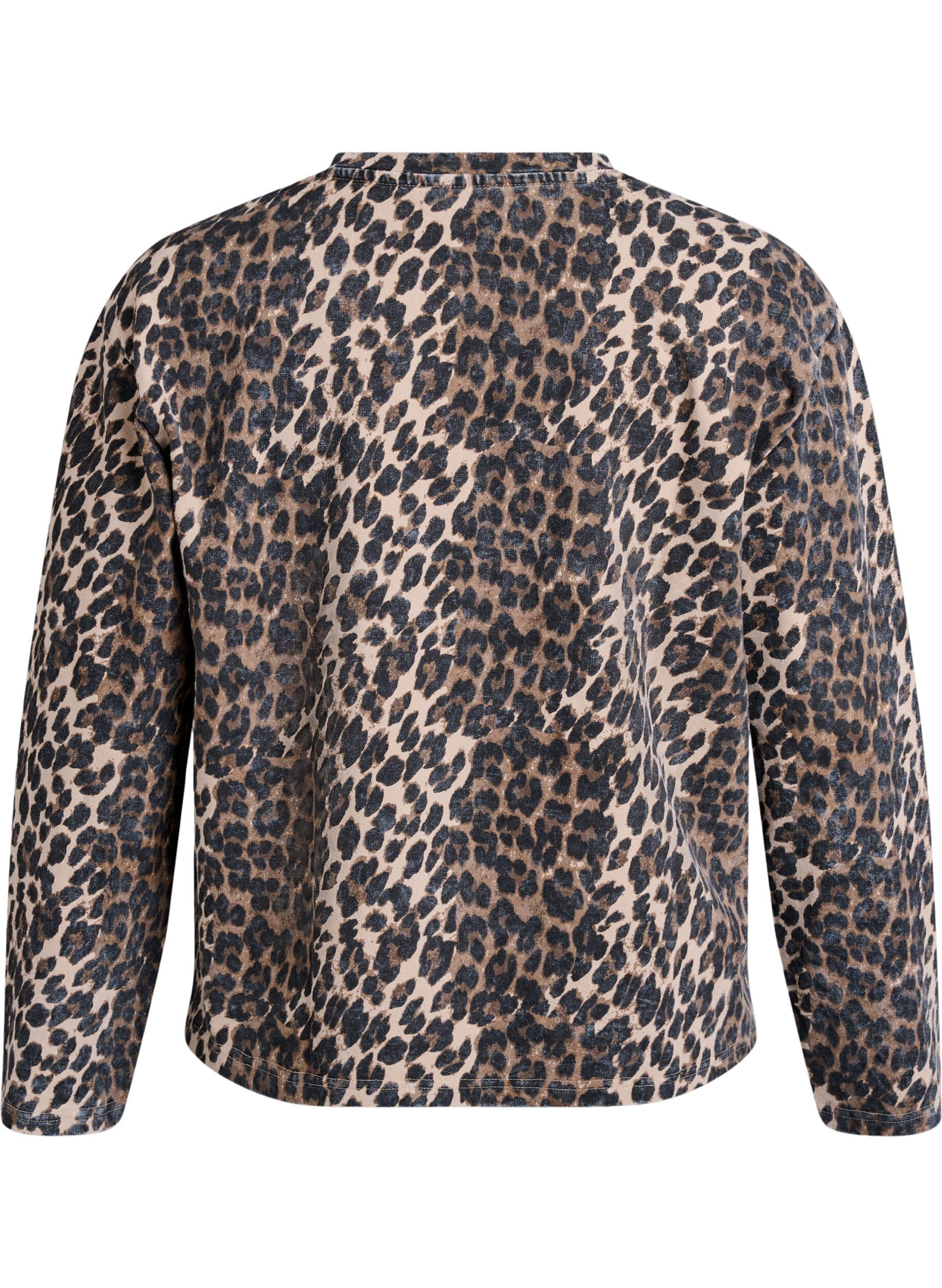 Zizzifashion Washed sweatshirt with leopard print, Brown, Packshot image number 1