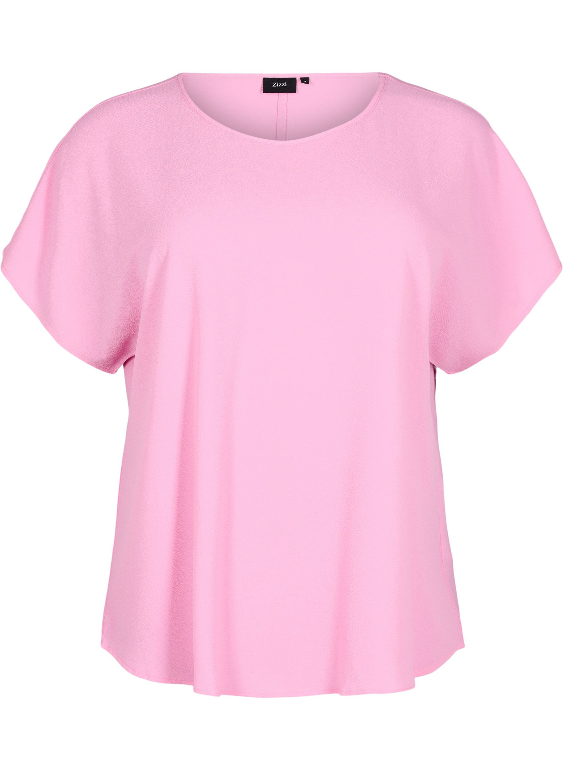 Zizzifashion Blouse with short sleeves and a round neckline, Pink, Packshot image number 0
