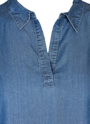 Long-sleeved lyocell tunic, Mid blue denim, Packshot image number 2