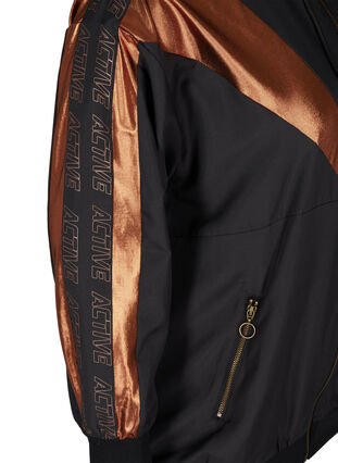 Sports jacket with print details and zip, Black, Packshot image number 3