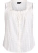 Sleeveless blouse with broderie anglaise and ruffles, Vanilla, Packshot image number 0