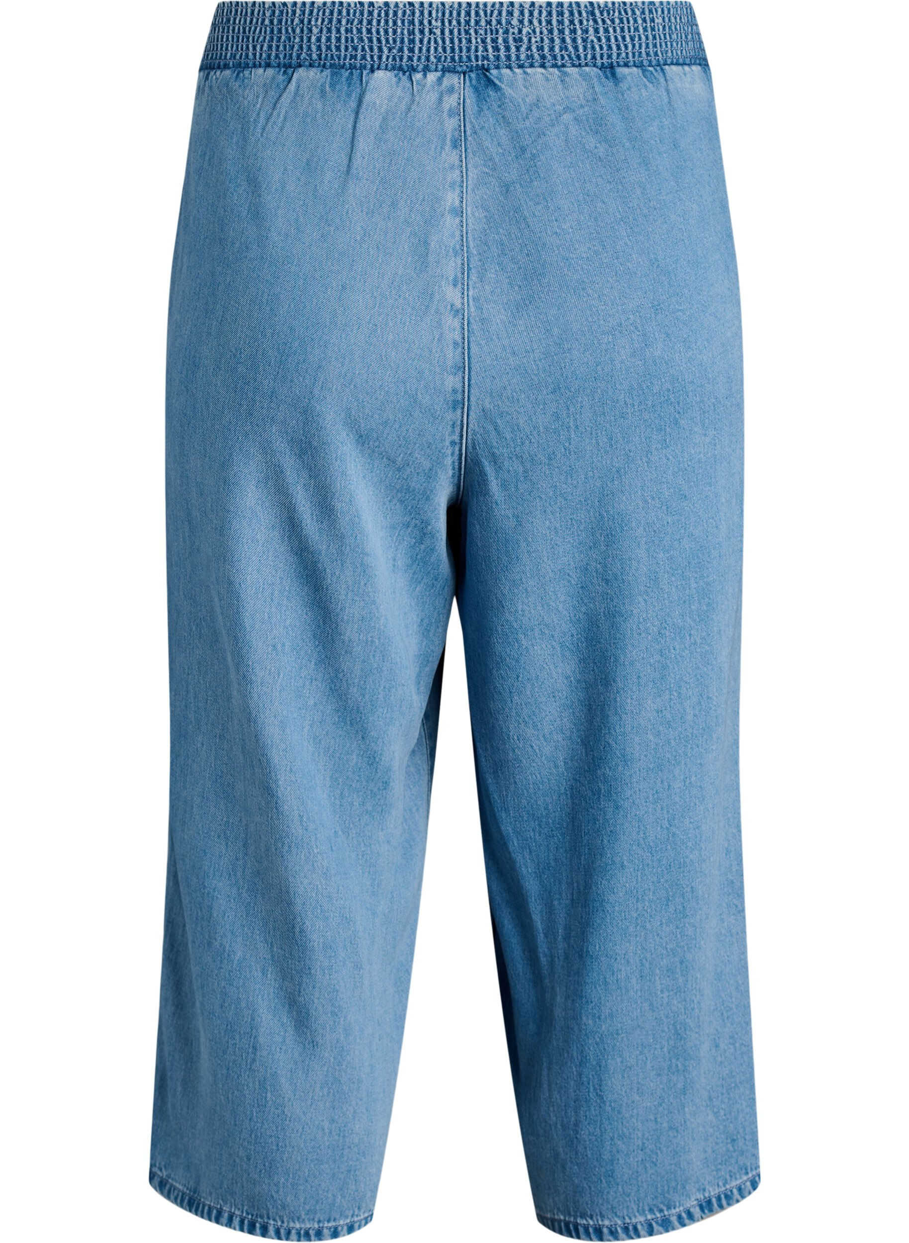 Zizzifashion Lyocell culotte trousers with wide legs and denim look, Light Blue, Packshot image number 1