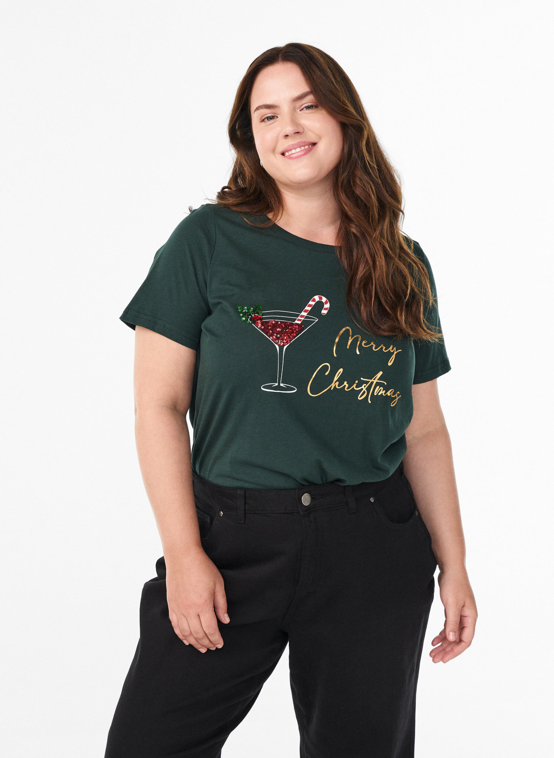 ZizzifashionChristmas t-shirt in organic cotton, Green, Model image number 0