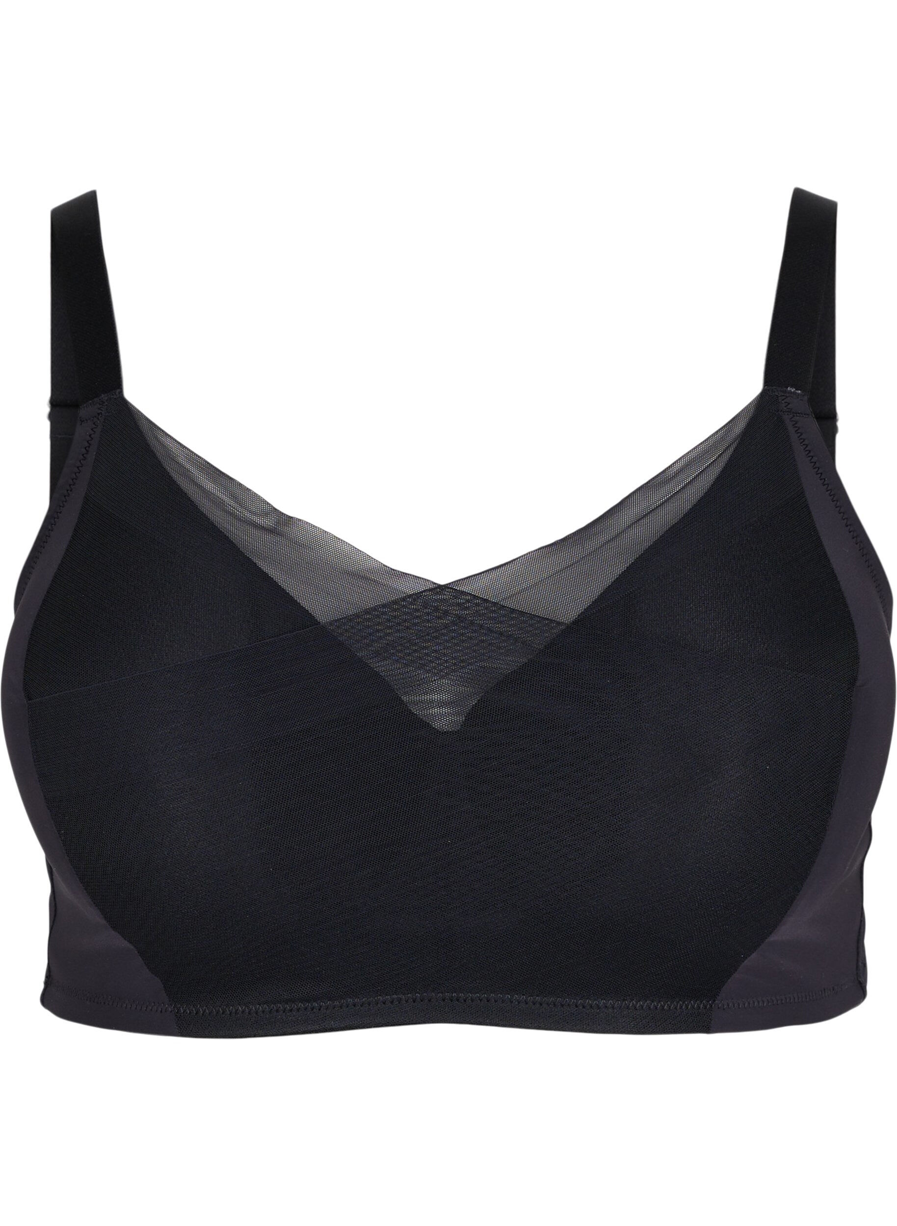 Zizzifashion Bra with mesh and padded cups, Black, Packshot image number 0