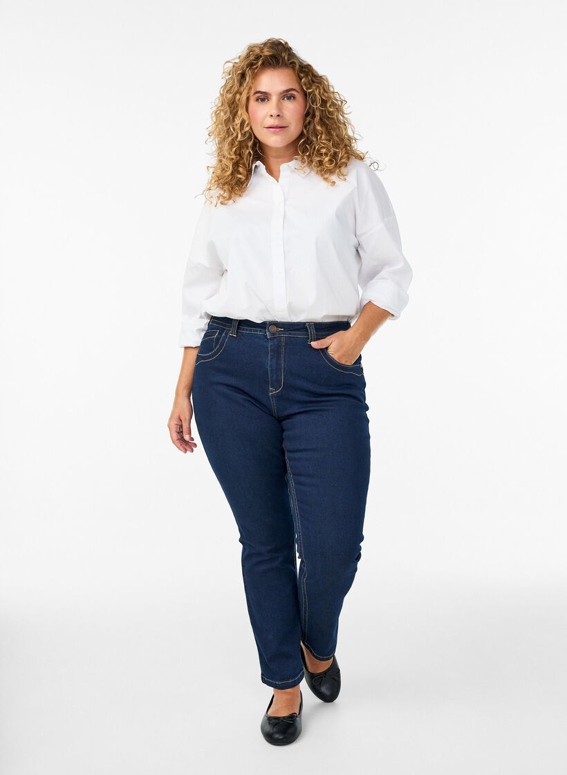 Slim fit Vilma jeans with a high waist, Blue, Model image number 0