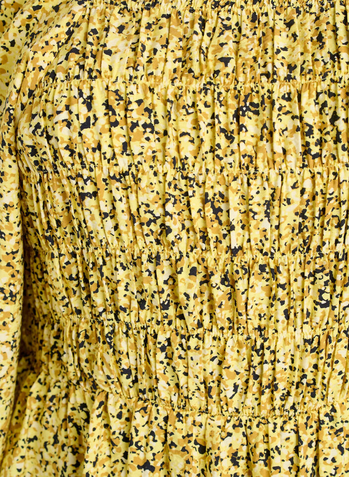 Blouse with smock and square neckline, Yellow, Packshot image number 2