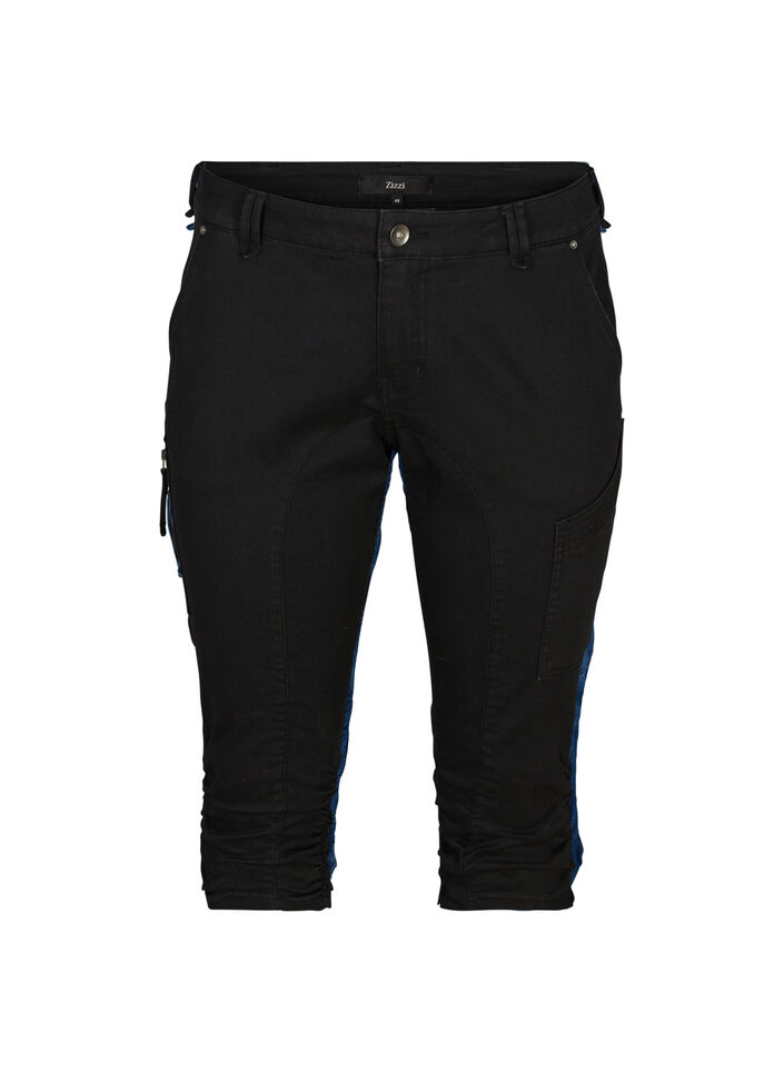 Slim fit capri jeans with pockets, Black, Packshot image number 0