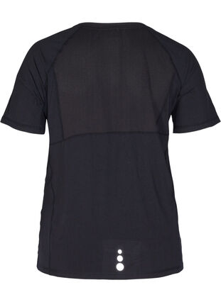 Reflective, solid-coloured exercise t-shirt, Black, Packshot image number 2