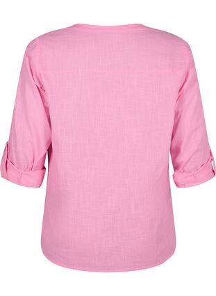Cotton shirt blouse with v-neck, Rosebloom, Packshot image number 1