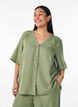 V-neck shirt blouse with short sleeves, Green, Model image number 0