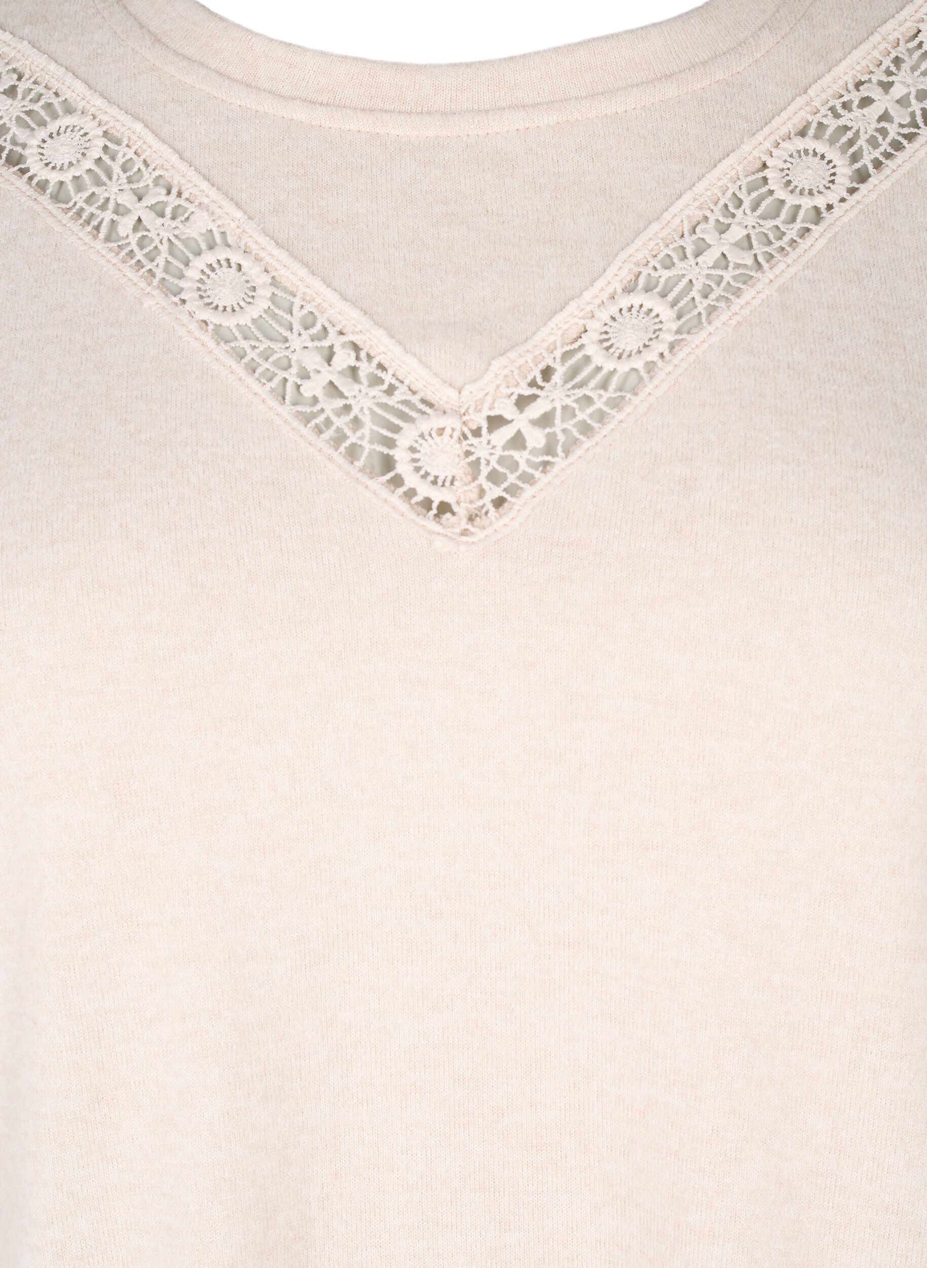 Zizzifashion Blouse with embroidery details and long sleeves, Beige, Packshot image number 2