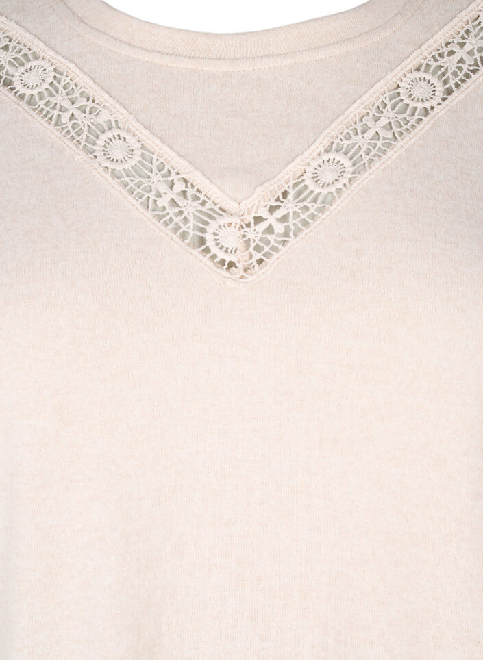 Blouse with embroidery details and long sleeves, Beige, Packshot image number 2