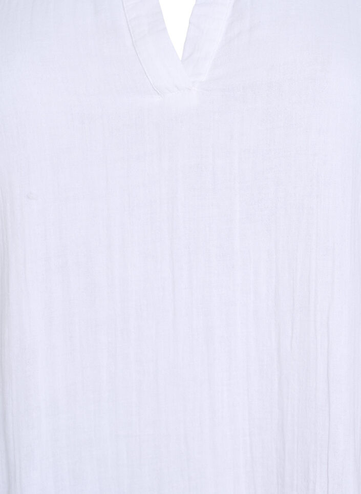 Short A-line dress in cotton muslin, White, Packshot image number 2