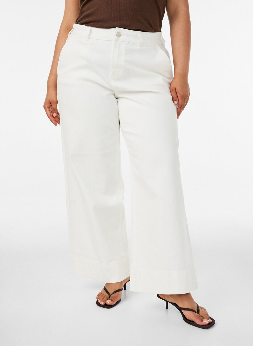 Myra high-waist wide fit jeans, White, Model image number 2