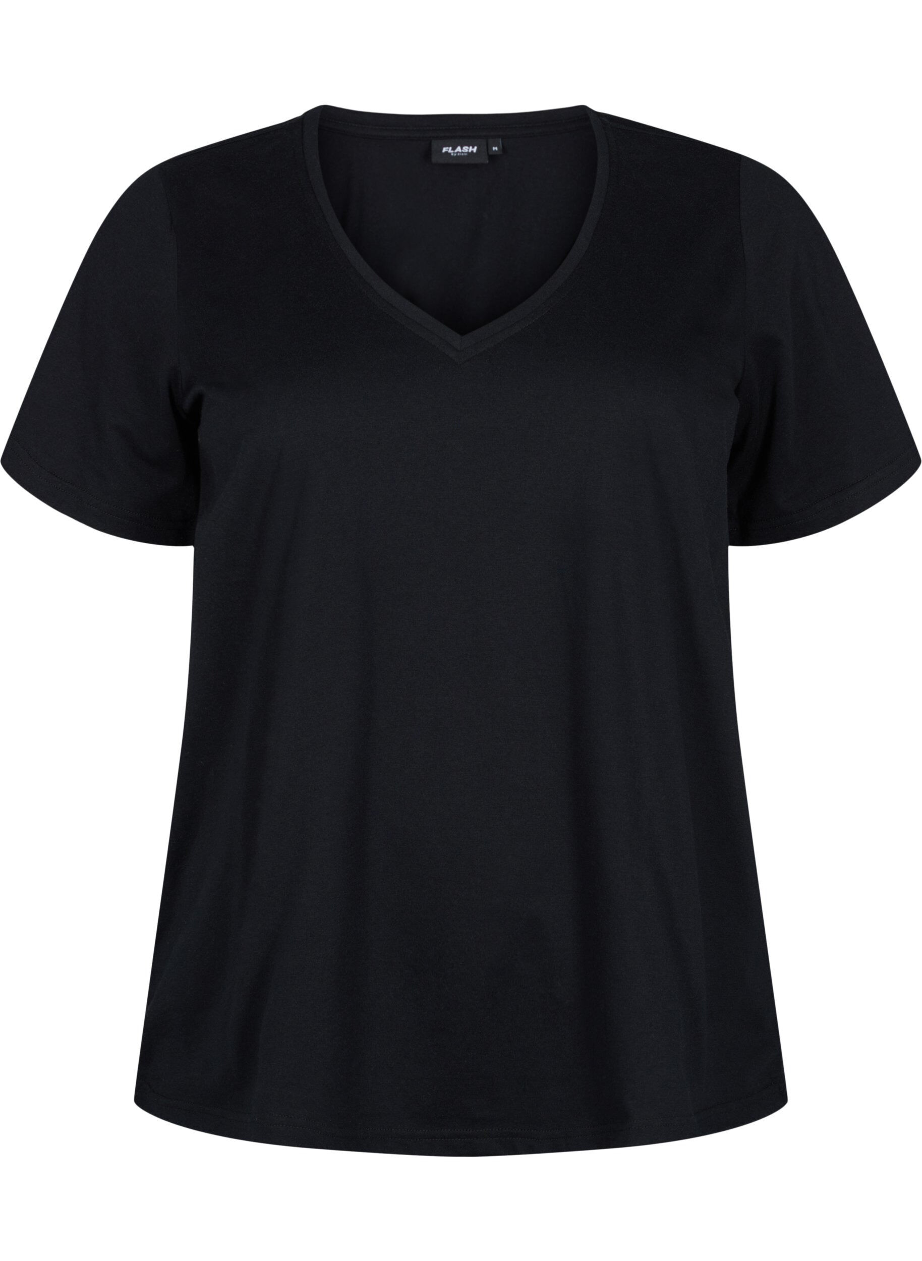 Zizzifashion FLASH - 2-pack v-neck t-shirts, Black/Black, Packshot image number 2