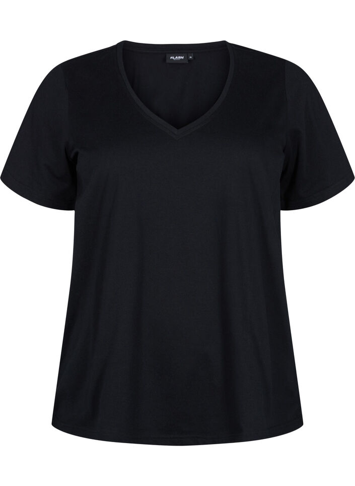 FLASH - 2-pack v-neck t-shirts, Black/Black, Packshot image number 2