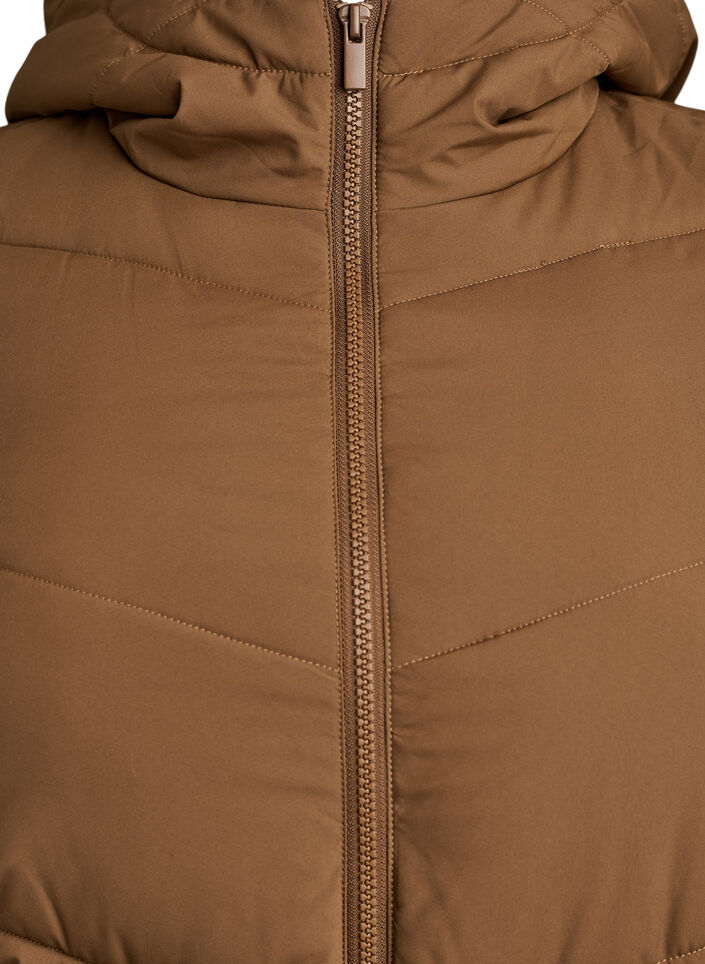 Mid-length puffer jacket with hood, Brown, Packshot image number 2