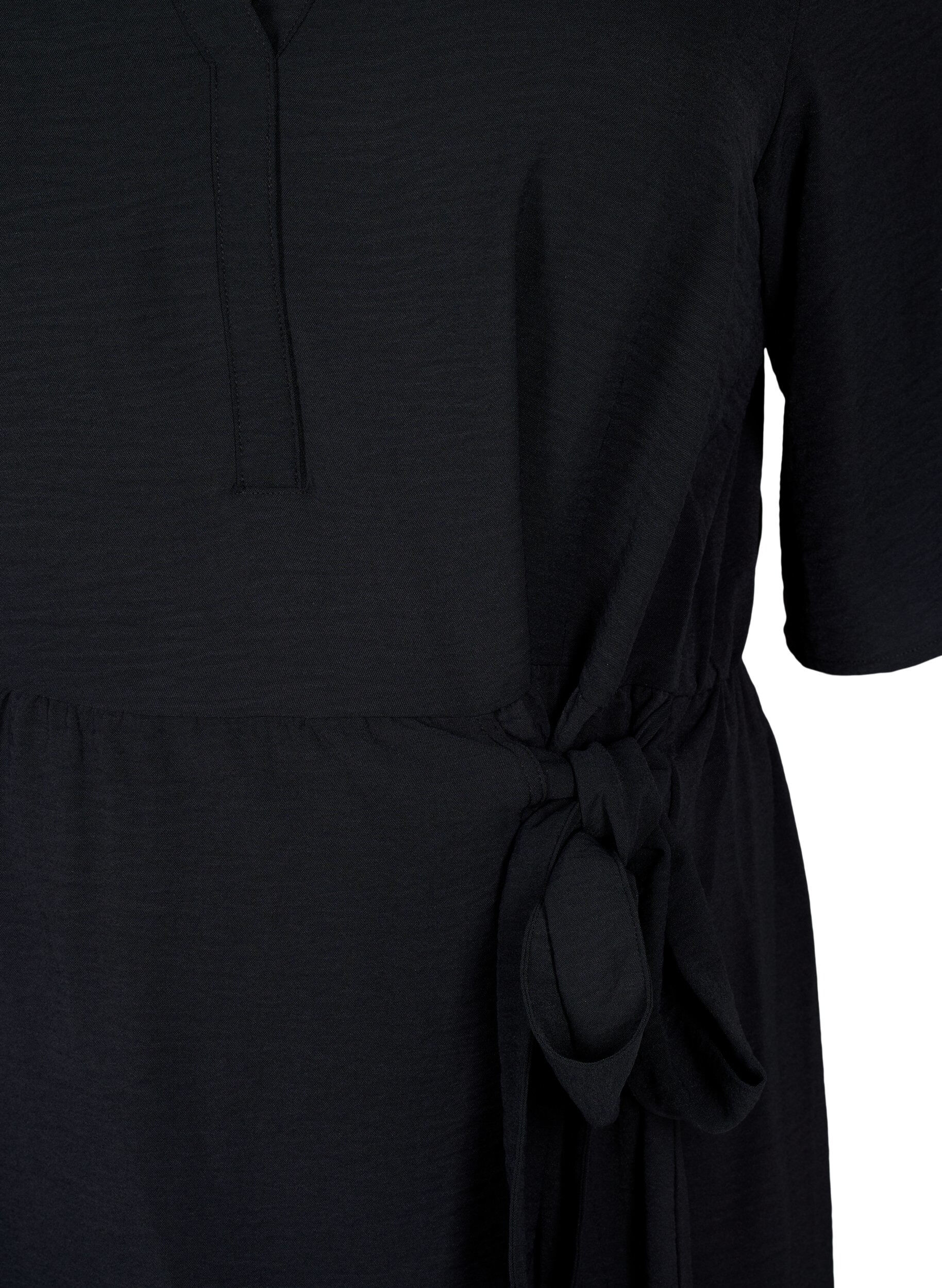 Zizzifashion Mid-length dress with tie detail, Black, Packshot image number 2