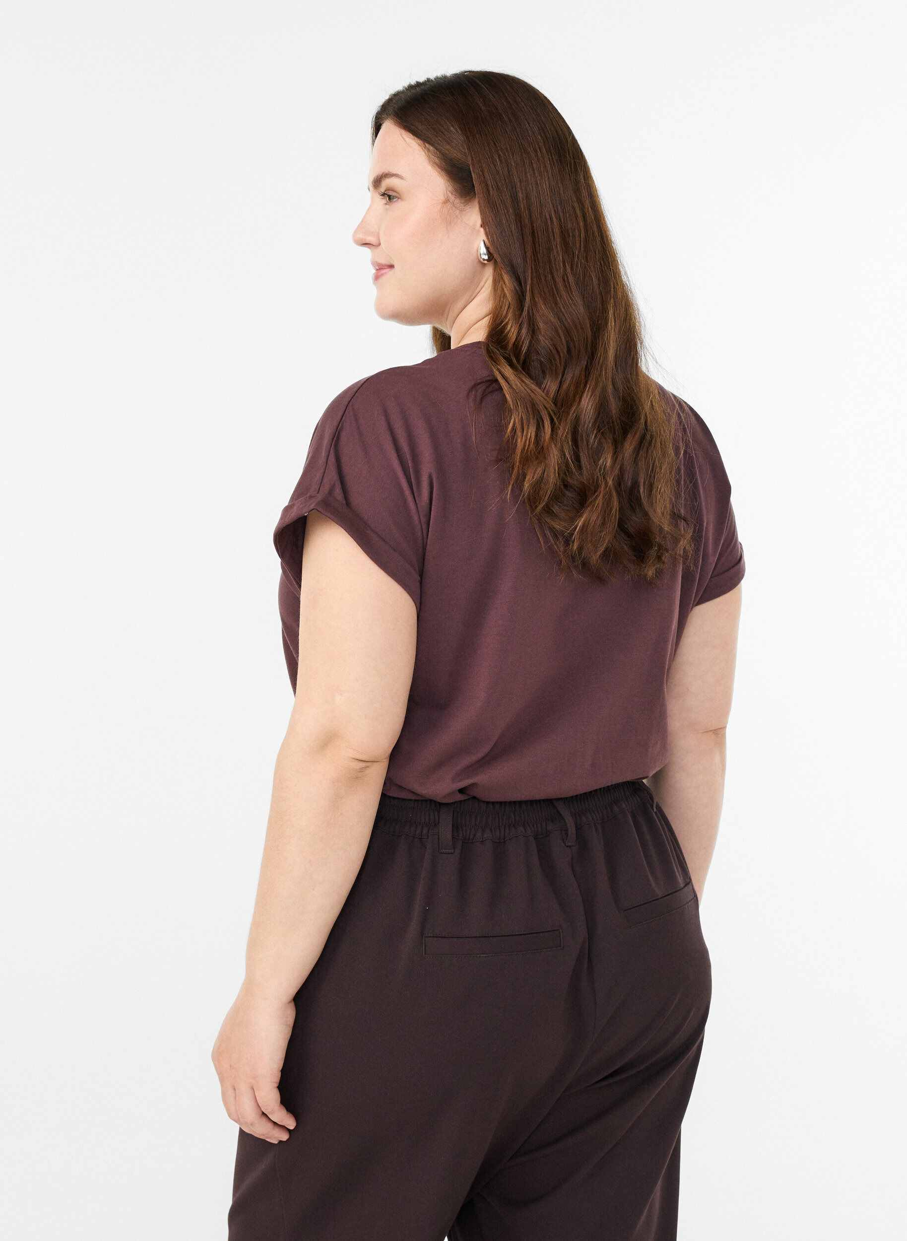 ZizzifashionShort-sleeved t-shirt in a cotton blend, Dark Bordeaux, Model image number 2