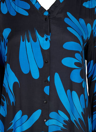 Printed viscose midi dress with buttons, Dark Blue AOP, Packshot image number 2