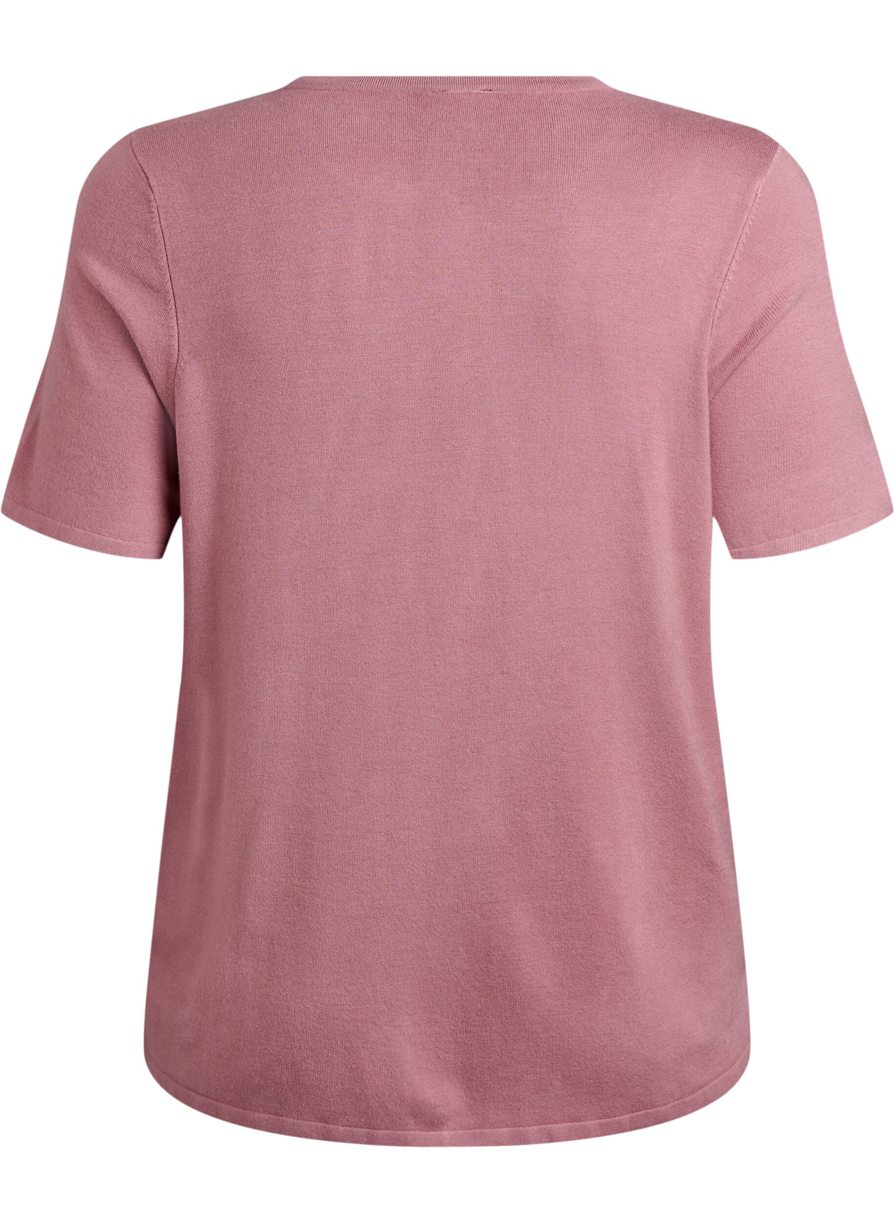 Zizzifashion Short-sleeved knit cardigan in viscose, Rose, Packshot image number 1