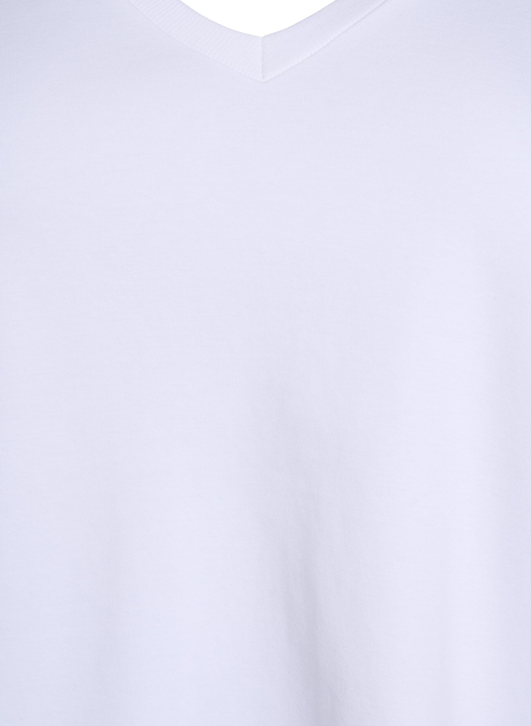 Zizzifashion Basic V-neck T-shirt in organic cotton, White, Packshot image number 2