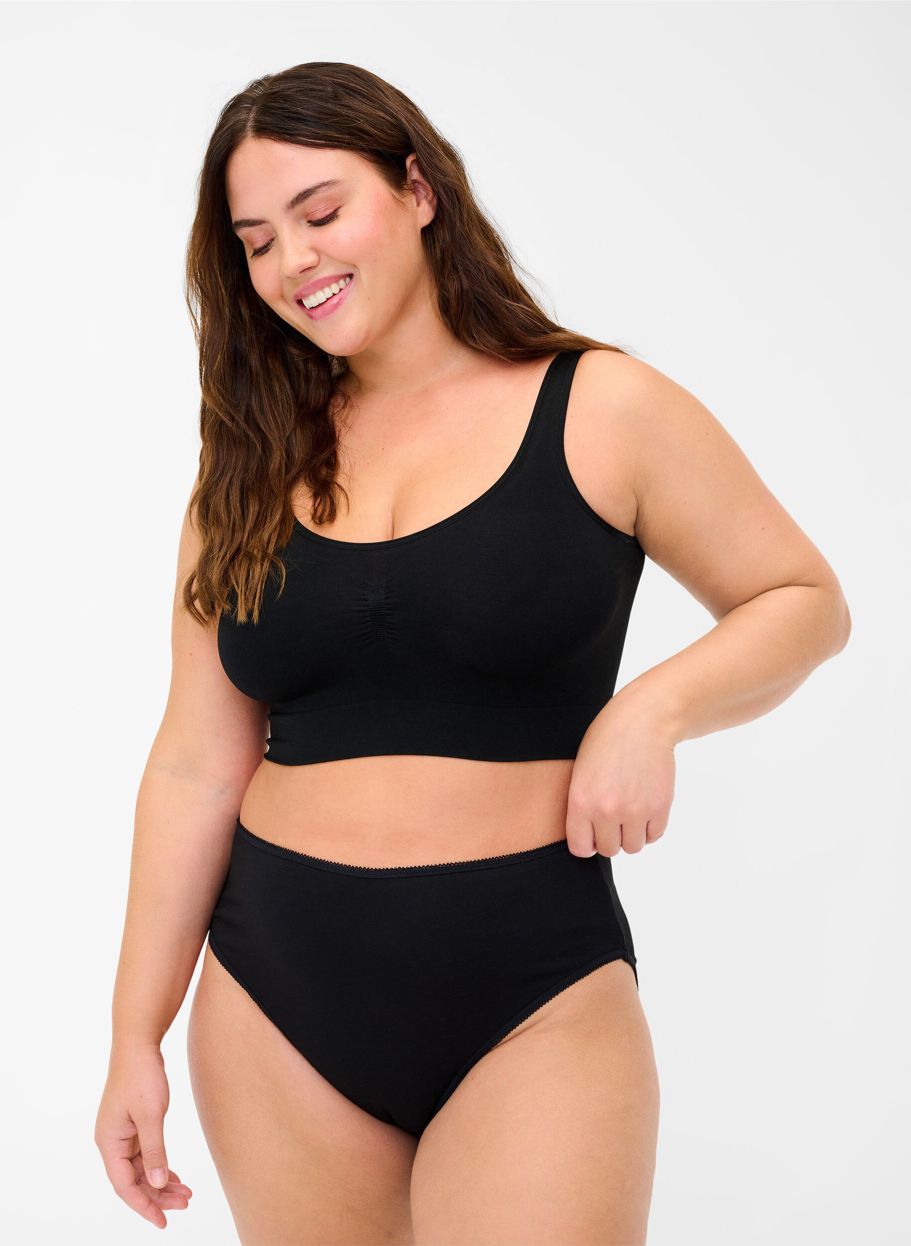 3-pack regular waist cotton briefs, Black, Model