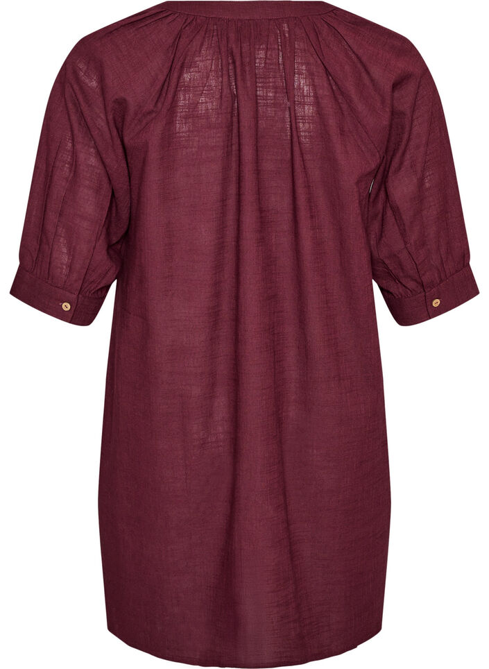 Cotton tunic with a V-neck, Red, Packshot image number 1