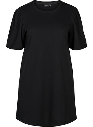 Sweater dress with puff sleeves, Black, Packshot image number 0