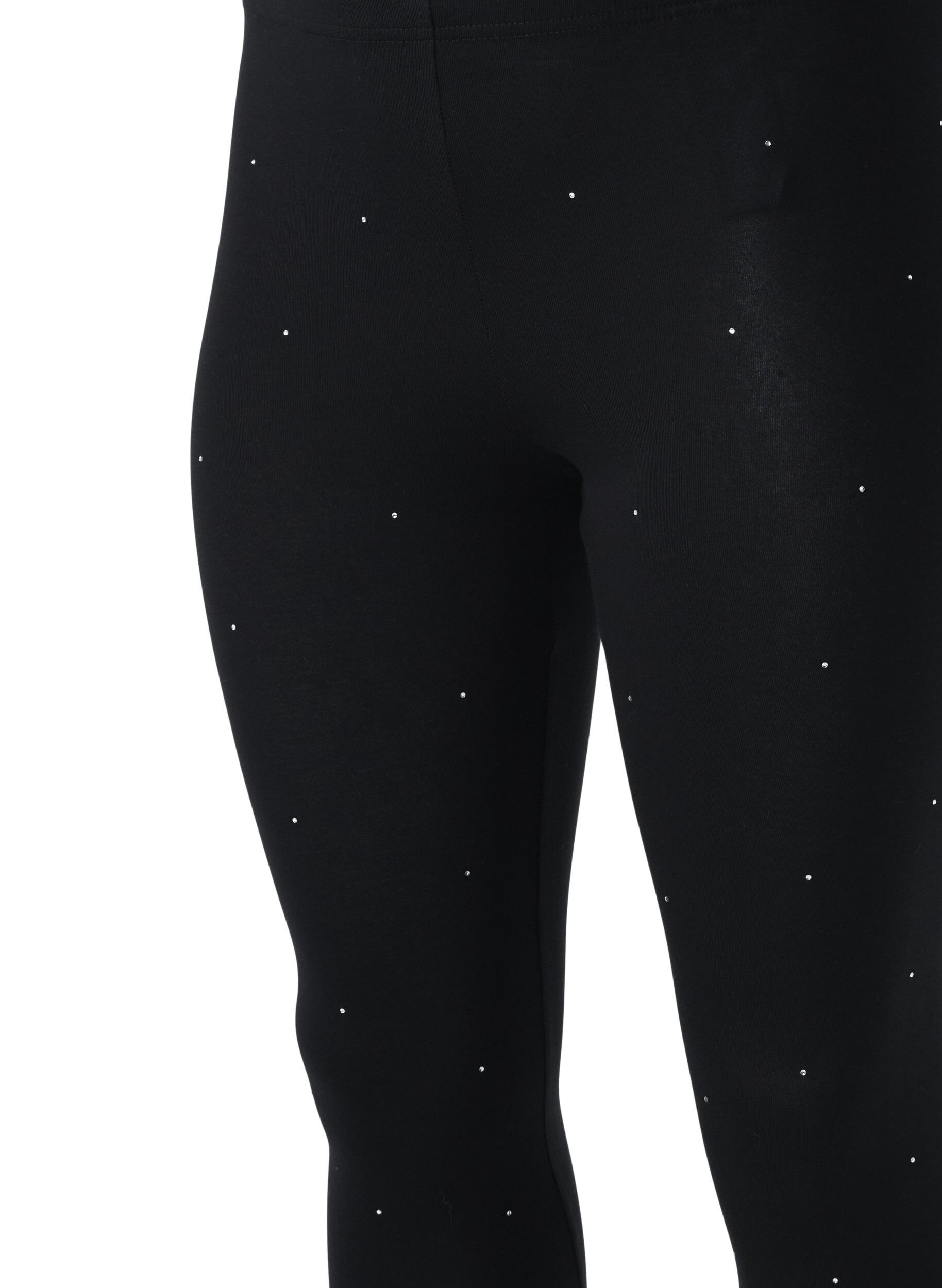 Zizzifashion Viscose leggings with rhine stone, Black, Packshot image number 2