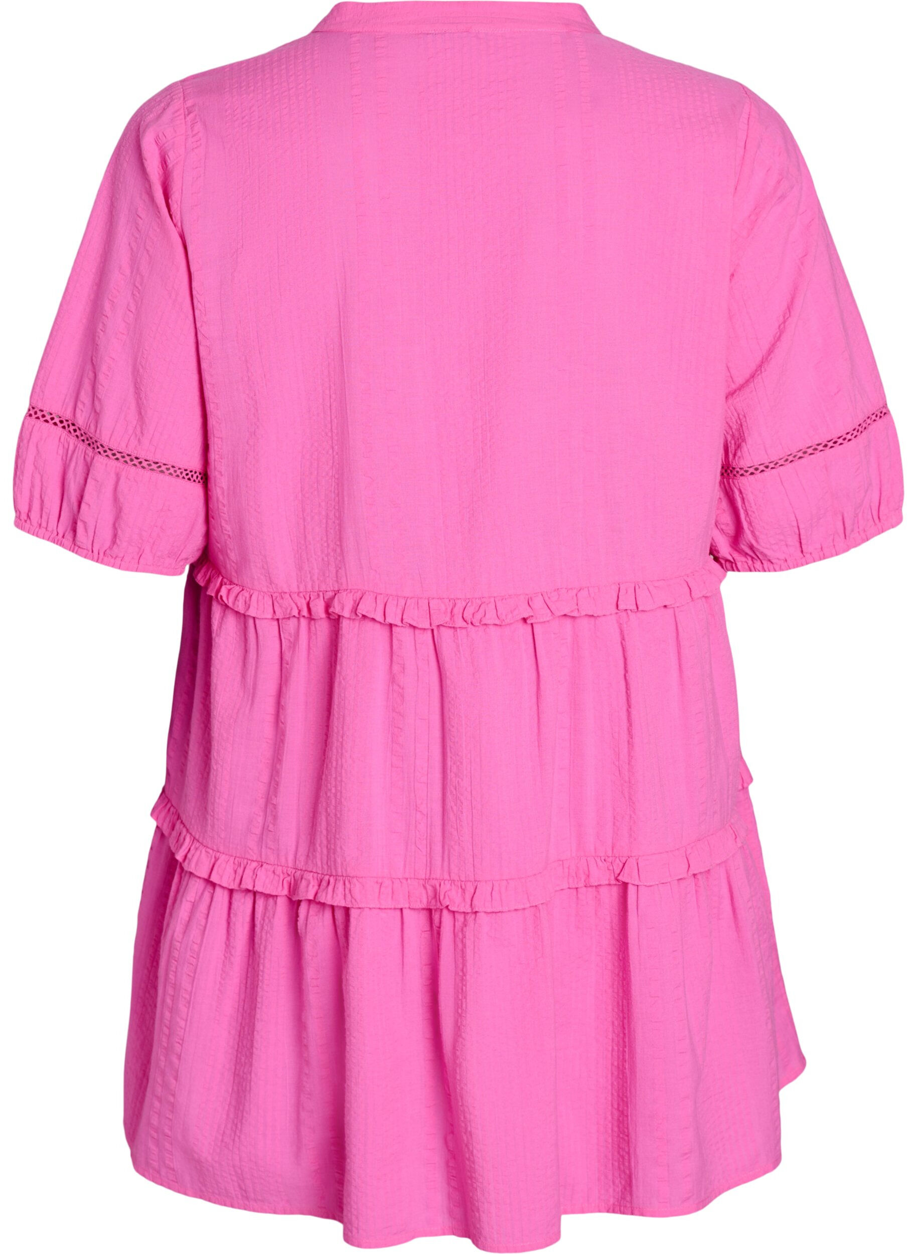 Zizzifashion A-shape tunic with ruffles, Pink, Packshot image number 1