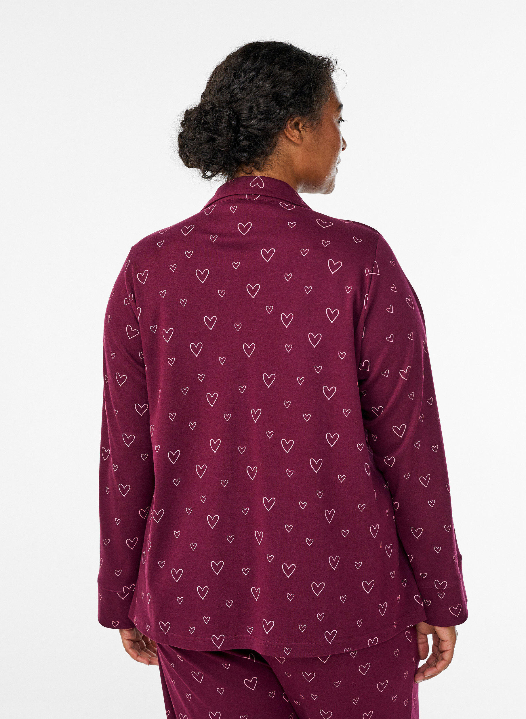 ZizzifashionCotton pyjama shirt with chest pocket, Red, Model image number 2