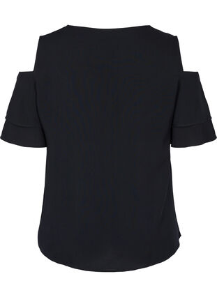 Short sleeved blouse in viscose, Black, Packshot image number 1