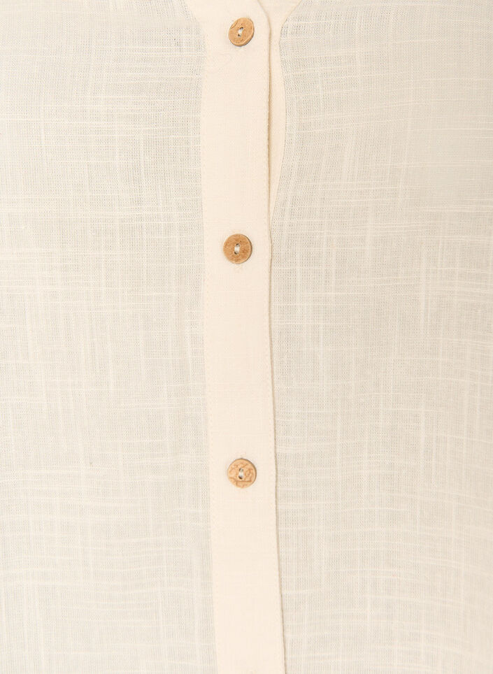 Cotton shirt blouse with a v-neck, Vanilla, Packshot image number 2