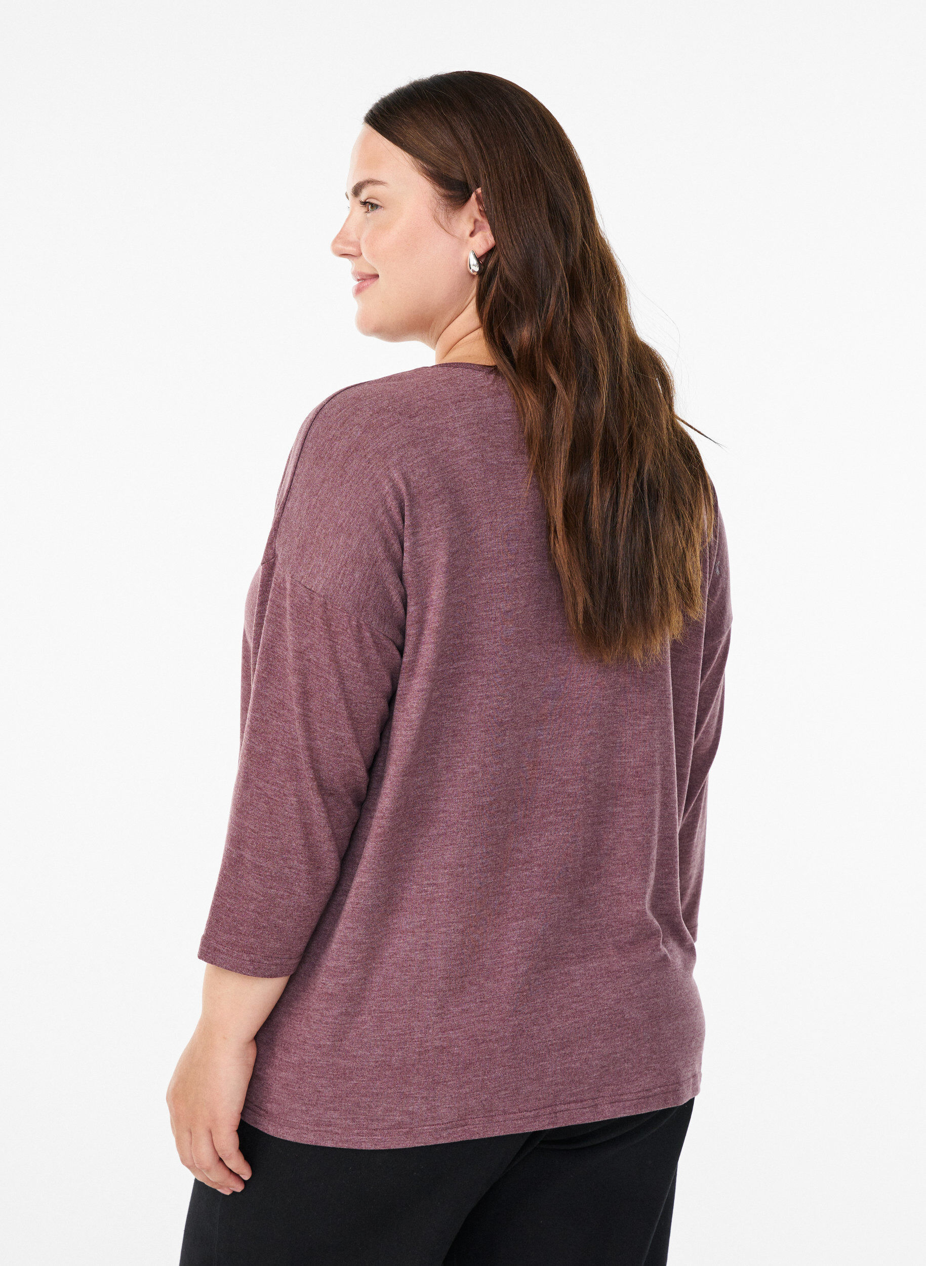 Zizzifashion Jersey blouse with 3/4 sleeves, Red, Model image number 2