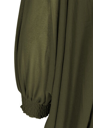 Tunic with a V-neck and smocking, Ivy green, Packshot image number 3