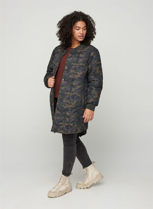 Quilted jacket with a print and button fastening, Camou as sample, Model image number 4