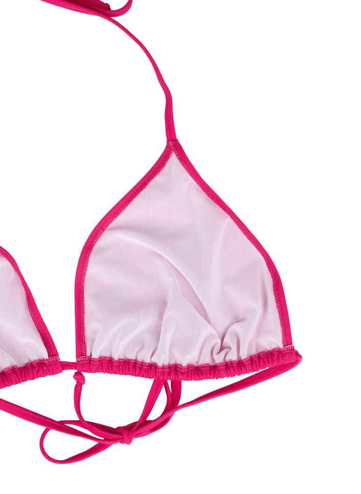 Solid color triangle bikini top, Pink, Packshot image number 3
