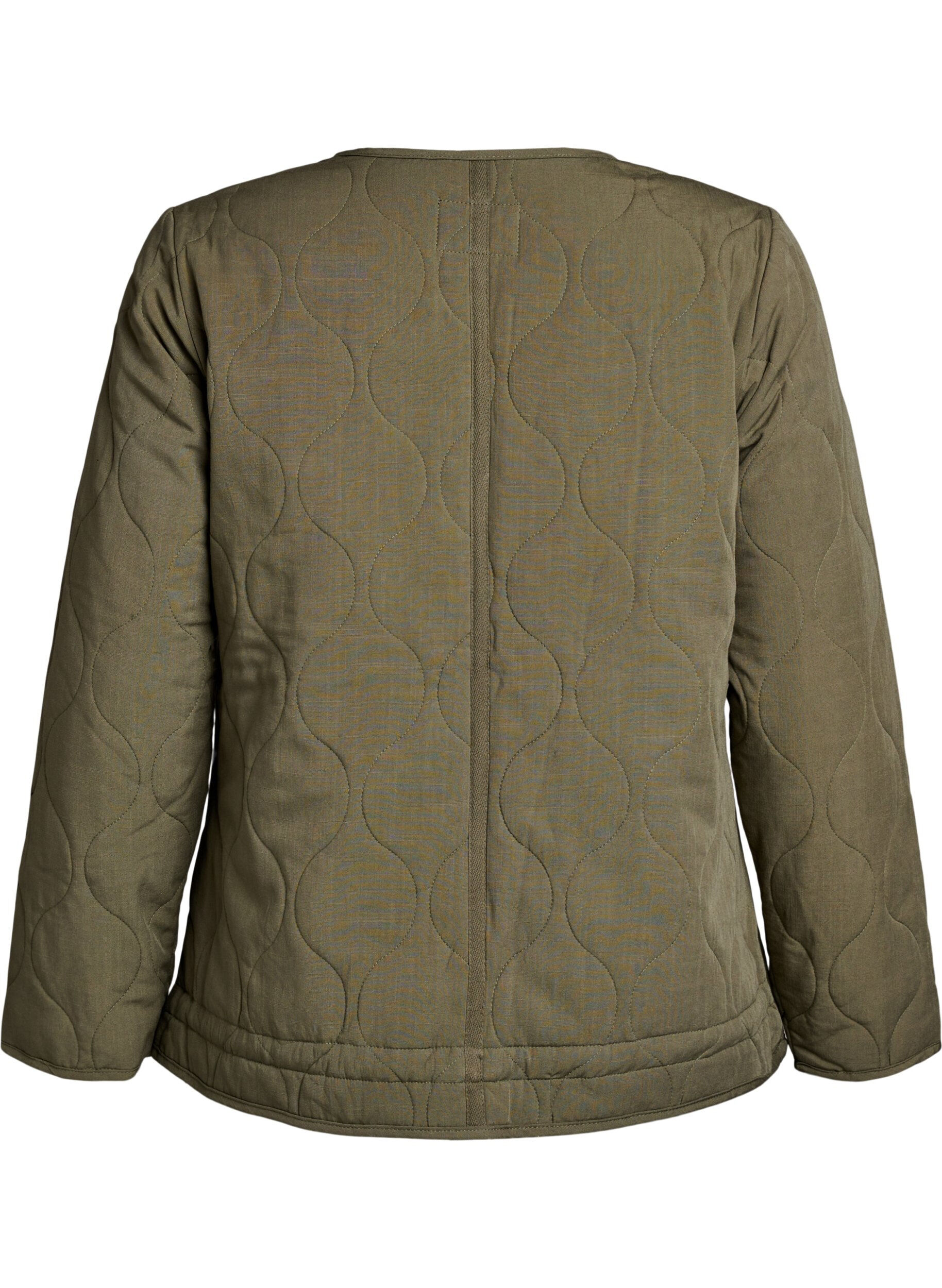 Zizzifashion Quilted jacket with buttons and pockets, Green, Packshot image number 1
