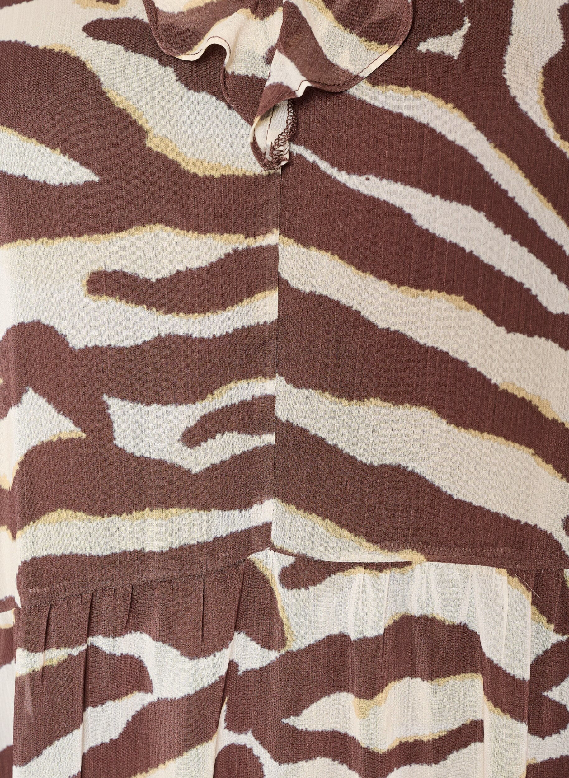 ZizzifashionChiffon blouse with zebra print and ruffles, Brown, Packshot image number 2