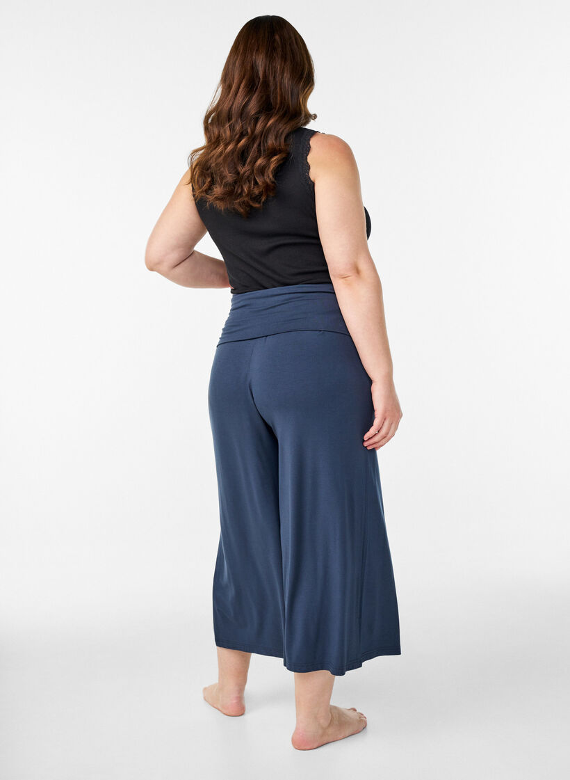 Jersey culotte trousers with high waist, Blue, Model image number 1