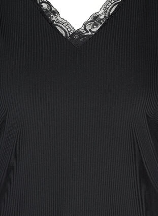 Close-fitting top with a lace trim, Black, Packshot image number 2