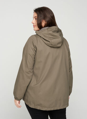 Short jacket with a hood and pockets, Bungee Cord , Model image number 1