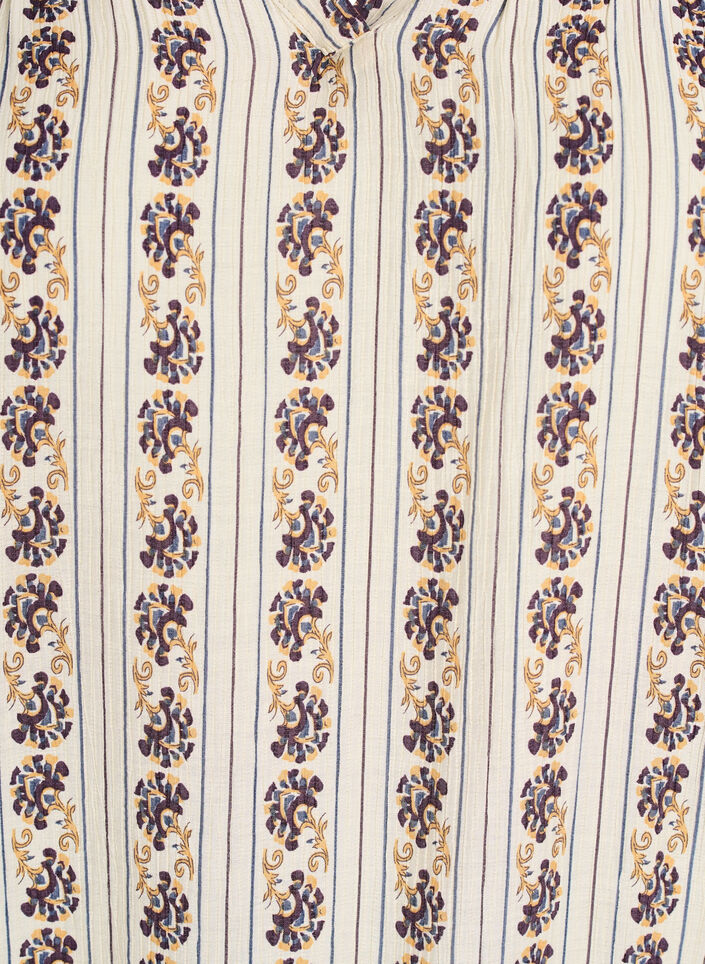 Printed blouse with a smocked hem, Egret AOP, Packshot image number 2